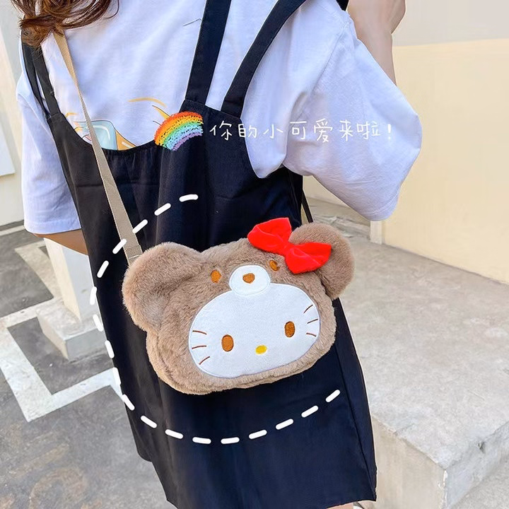 Túi Kitty Đính Nơ Mũ Gấu Nâu Đeo Chéo Phong Cách Lolita Dễ Thương Cho Bạn Nữ- Dmastore - Ảnh 2