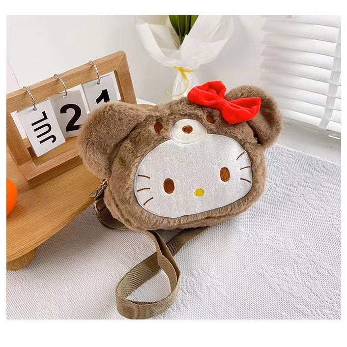Túi Kitty Đính Nơ Mũ Gấu Nâu Đeo Chéo Phong Cách Lolita Dễ Thương Cho Bạn Nữ- Dmastore - Ảnh 5