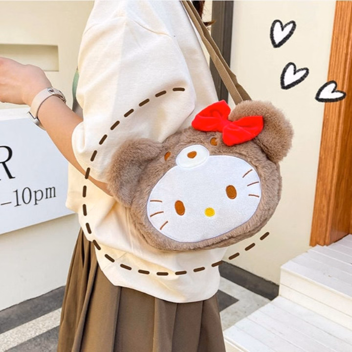 Túi Kitty Đính Nơ Mũ Gấu Nâu Đeo Chéo Phong Cách Lolita Dễ Thương Cho Bạn Nữ- Dmastore - Ảnh 9