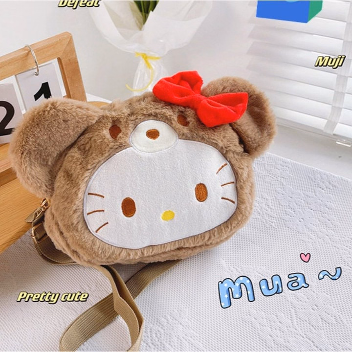 Túi Kitty Đính Nơ Mũ Gấu Nâu Đeo Chéo Phong Cách Lolita Dễ Thương Cho Bạn Nữ- Dmastore - Ảnh 14