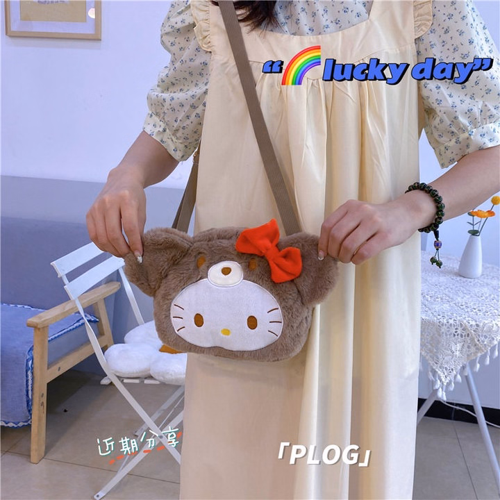 Túi Kitty Đính Nơ Mũ Gấu Nâu Đeo Chéo Phong Cách Lolita Dễ Thương Cho Bạn Nữ- Dmastore - Ảnh 15
