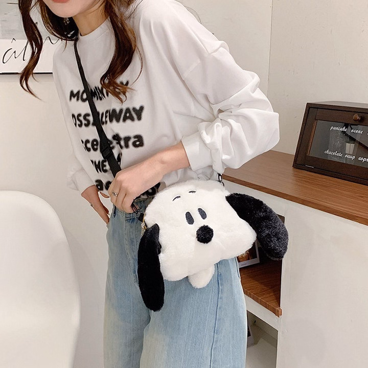 Túi Đeo Chéo Hoạt Hình Chó Đen Trắng Snoopy Ngộ Nghĩnh Đáng Yêu - Dmastore - Ảnh 5