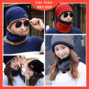 Set Mũ Len Kèm Khăn Nam Nữ Hàn Quốc Cao Cấp Ctb517 - Bechip