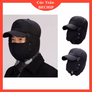 Mũ Lưỡi Trai Lót Lông Trùm Tai Kèm Khẩu Trang Bảo Vệ Mặt Ctb520 - Bechip