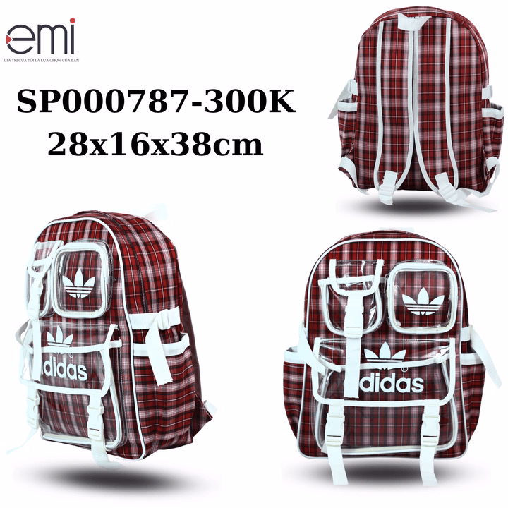 Balo Dù Teen Họa Tiết Caro Túi Hộp - Emi Fashion - Ảnh 4