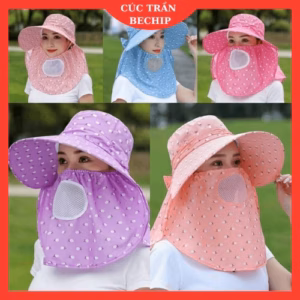 Mũ Chống Nắng Rộng Vành Kèm Khẩu Trang Thông Hơi Ctb31 - Bechip