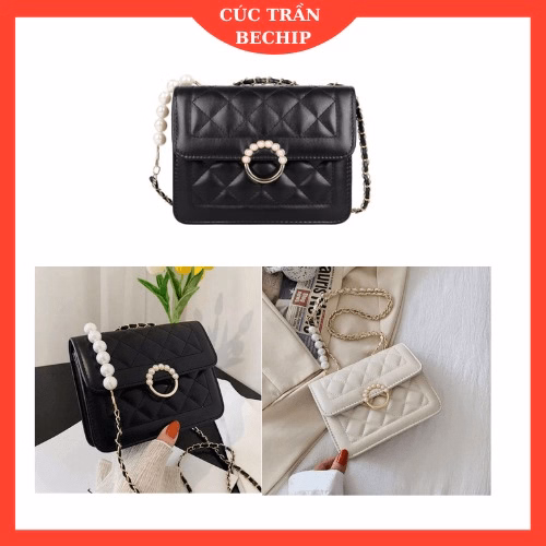 Túi Xách Nữ Đeo Chéo Dây Xích Phối Ngọc Cao Cấp Ctb21 - Bechip