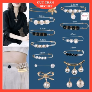 Set 13 Ghim Cài Áo Đính Hạt Ngọc Trai Thời Trang Ctb45 - Bechip