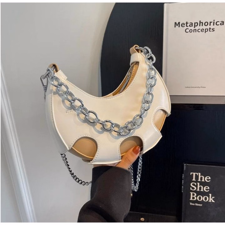 Túi Xách Nữ Dáng Bầu Da Pu Cao Cấp Phối Dây Xích Thời Trang Wh551 - Winnie House - Ảnh 4