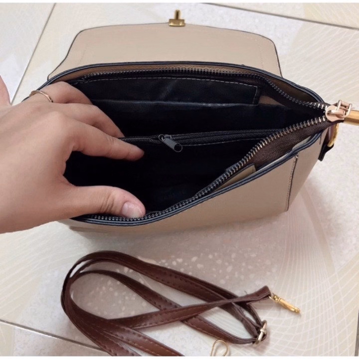 Túi Xách Công Sở Dáng Chữ Nhật Da Mềm Kẻ Viền Khóa Mới Lạ Pp557 - Pipi Store - Ảnh 4