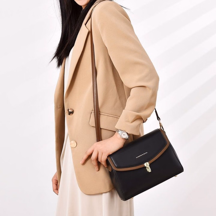 Túi Xách Công Sở Dáng Chữ Nhật Da Mềm Kẻ Viền Khóa Mới Lạ Pp557 - Pipi Store - Ảnh 11