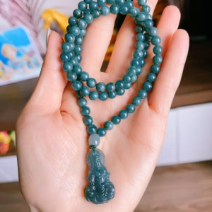 Dây Chuyền Lam Ngọc Mặt Phật Quan Âm Thiên Nhiên - Thắng Giang