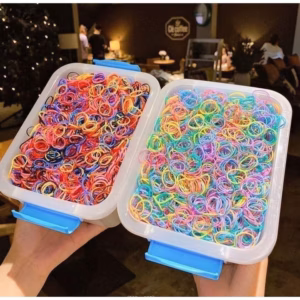 Hộp Dây Chun Buộc Tóc 4000 Chiếc Hộp Màu Dễ Thương Bé Gái - Su
