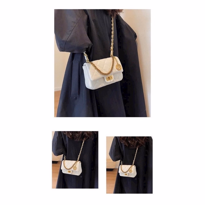 Túi Xách Nữ Da Pu Mềm Phối Xích Khóa Xoay Thiết Kế Ô Trầm Trám Thời Trang Wh577 - Winnie House - Ảnh 8