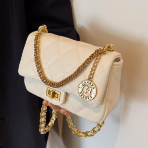 Túi Xách Nữ Da Pu Mềm Phối Xích Khóa Xoay Thiết Kế Ô Trầm Trám Thời Trang Wh577 - Winnie House