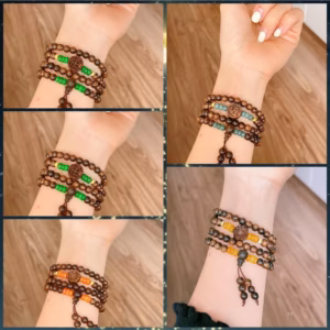 Vòng Tay Trầm Hương Sánh Thiên Nhiên Phối Đá Cẩm Thạch Điếu Mini - Thắng Giang