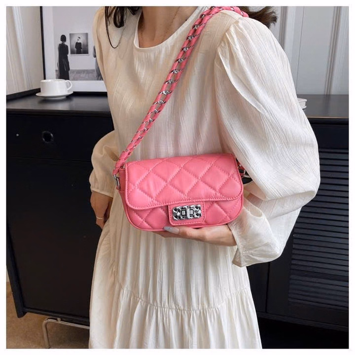 Túi Xách Nữ, Đeo Chéo Quai Đan 2 Dây Khóa Xoay Phối Da Bền Đẹp Wh582 - Winnie House - Ảnh 4