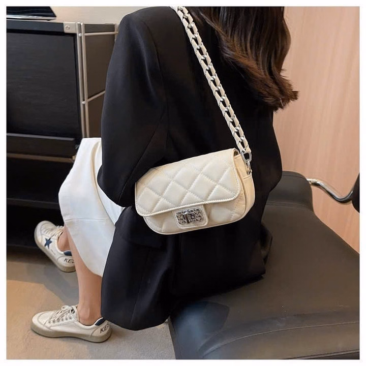 Túi Xách Nữ, Đeo Chéo Quai Đan 2 Dây Khóa Xoay Phối Da Bền Đẹp Wh582 - Winnie House - Ảnh 5