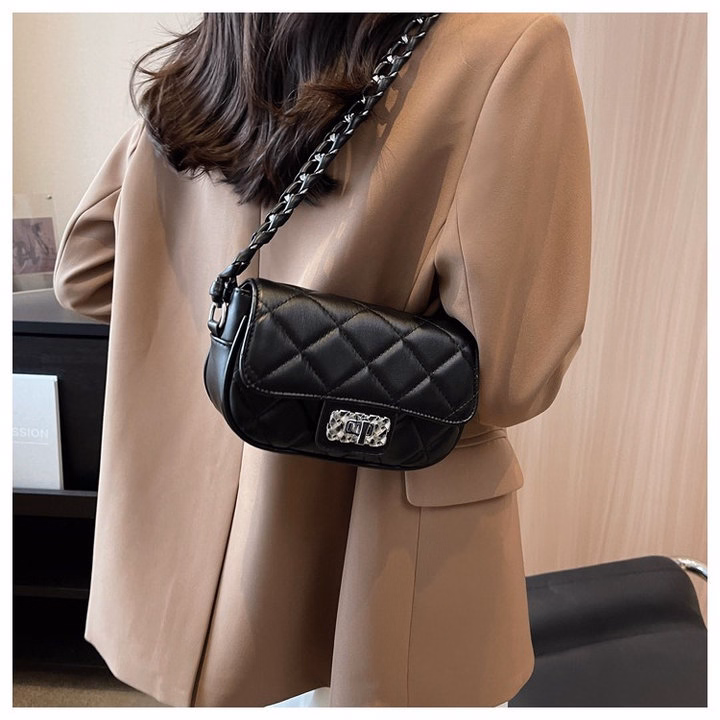 Túi Xách Nữ, Đeo Chéo Quai Đan 2 Dây Khóa Xoay Phối Da Bền Đẹp Wh582 - Winnie House - Ảnh 7