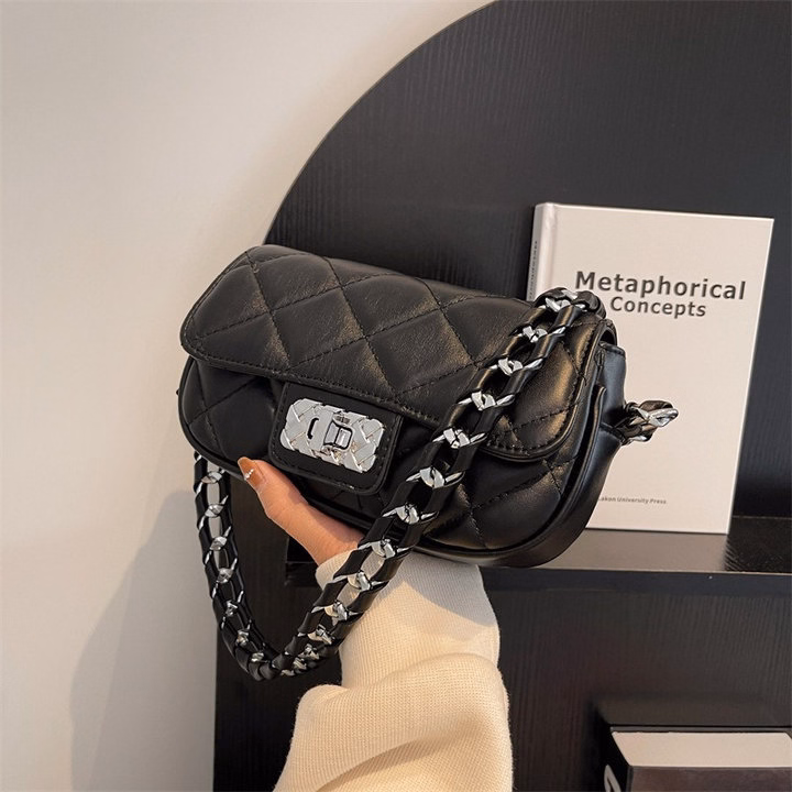 Túi Xách Nữ, Đeo Chéo Quai Đan 2 Dây Khóa Xoay Phối Da Bền Đẹp Wh582 - Winnie House - Ảnh 2