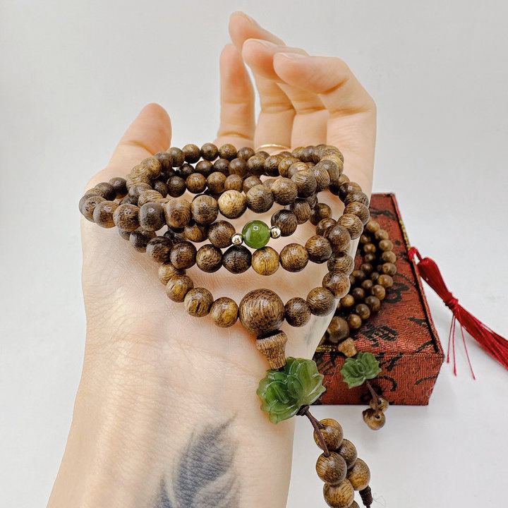 Vòng Tay Trầm Hương Tốc Thiên Nhiên Phối Charm Sen Ngọc Bích - Thắng Giang - Ảnh 3