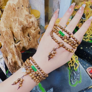 Vòng Tay Trầm Hương Tốc Phối Ngũ Điếu Cẩm Thạch Mini Thiên Nhiên - Thắng Giang