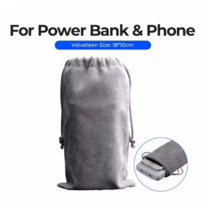 Túi Đựng Điện Thoại Và Sạc Dự Phòng Usb Vải Nhung Mềm Có Dây Rút Màu Xám Hr345- Haras