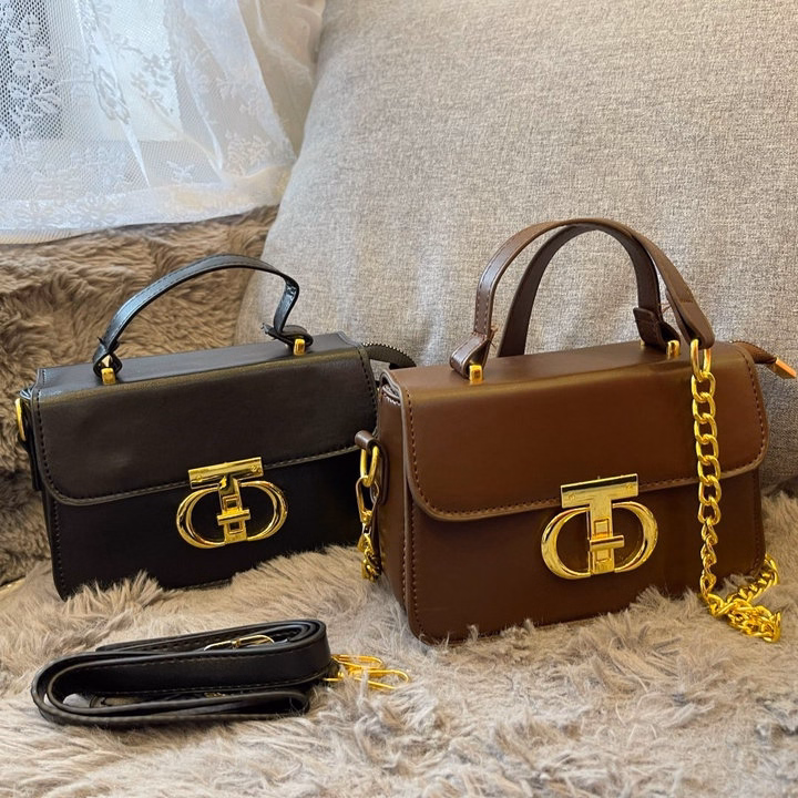 Túi Đeo Chéo Phối Xích Da Trơn Cao Cấp Sang Trọng Khóa Chữ T Wh588 - Winnie House - Ảnh 2