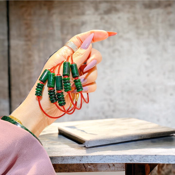 Vòng Tay Lu Thống Ngũ Điếu Ngọc Cẩm Thạch Sơn Thủy Tuyp Bc Thiên Nhiên - Thắng Giang