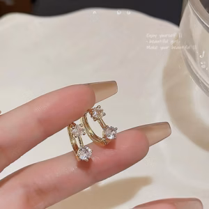 Bông Tai Tròn Đính Hai Đá Bạc Ta Cao Cấp - Thắng Giang