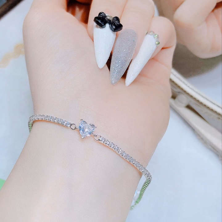 Lắc Tay Dải Đá Tâm Trái Tim Bạc Ta Cao Cấp - Thắng Giang