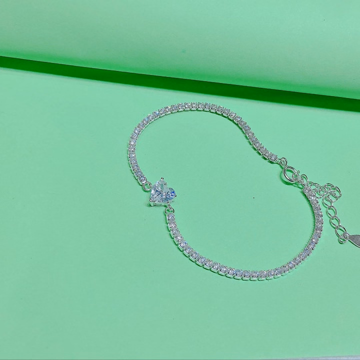 Lắc Tay Dải Đá Tâm Trái Tim Bạc Ta Cao Cấp - Thắng Giang - Ảnh 2