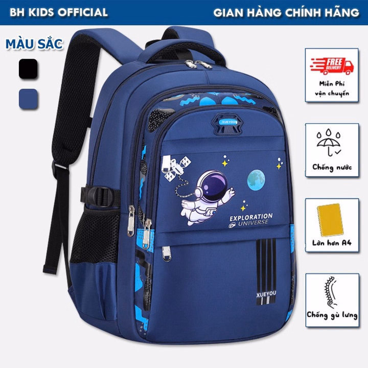 Balo Phi Hành Gia Chống Gù Cho Bé Trai Từ Lớp 1- Lớp 6, Chất Liệu Polyester Chống Thấm Nước, Phản Quang Phát Sáng Ban Đêm Ch139 - Bh Kids