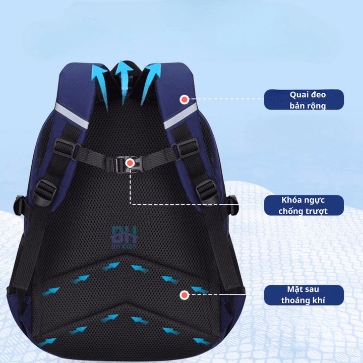 Balo Phi Hành Gia Chống Gù Cho Bé Trai Từ Lớp 1- Lớp 6, Chất Liệu Polyester Chống Thấm Nước, Phản Quang Phát Sáng Ban Đêm Ch139 - Bh Kids - Ảnh 5