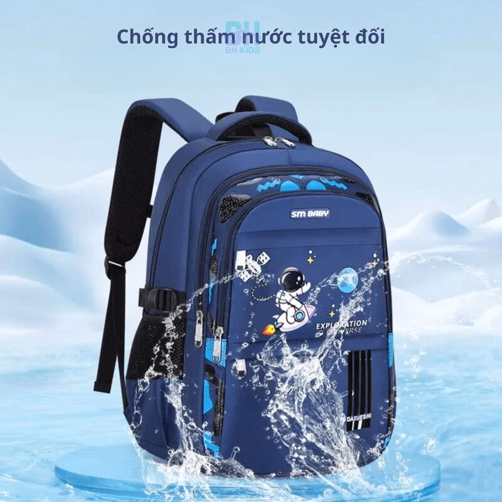 Balo Phi Hành Gia Chống Gù Cho Bé Trai Từ Lớp 1- Lớp 6, Chất Liệu Polyester Chống Thấm Nước, Phản Quang Phát Sáng Ban Đêm Ch139 - Bh Kids - Ảnh 4