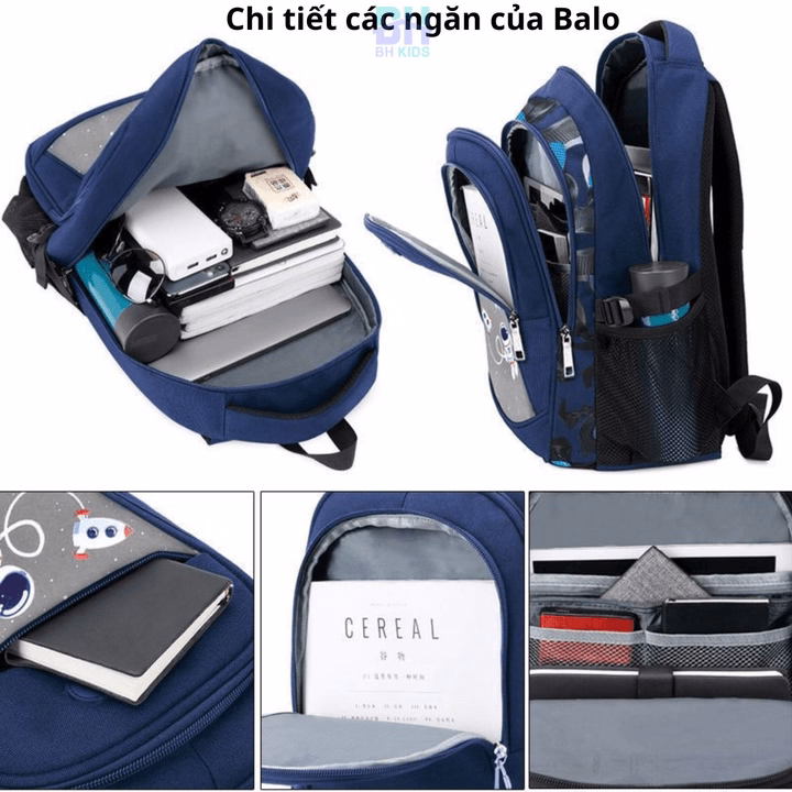 Balo Phi Hành Gia Chống Gù Cho Bé Trai Từ Lớp 1- Lớp 6, Chất Liệu Polyester Chống Thấm Nước, Phản Quang Phát Sáng Ban Đêm Ch139 - Bh Kids - Ảnh 9