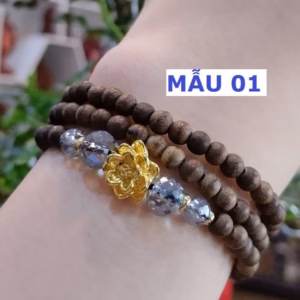 [Dây] Vòng Trầm Kim Sa 0.4Ly Được Kết Đá Mossanite Và Charm - Ttvtcn