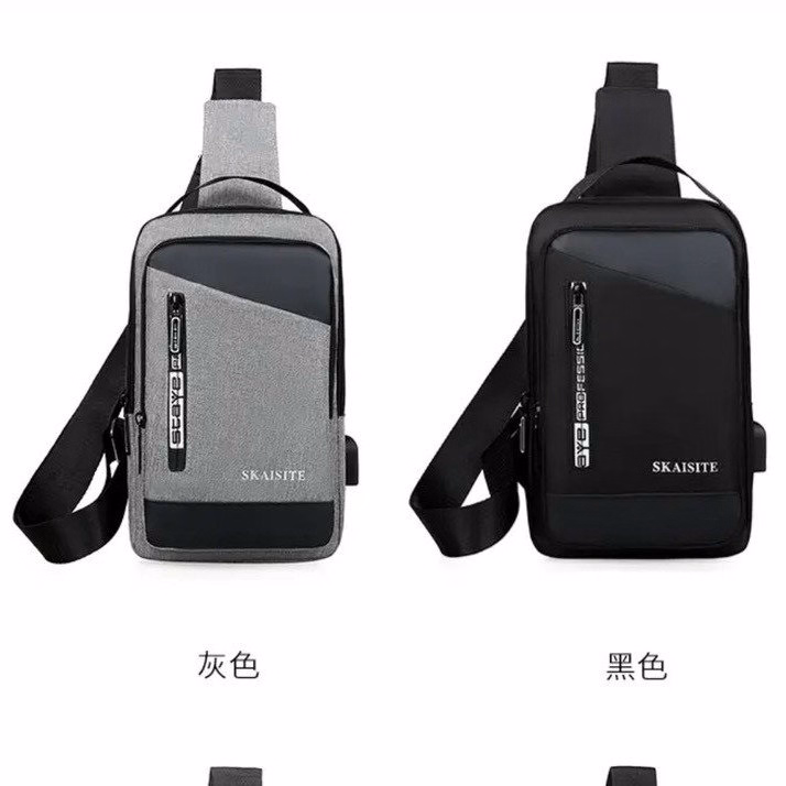 Túi Đeo Chéo, Đeo Ngực Nam Nữ Vải Canvas Chống Nước, Chống Trộm Tích Hợp Cổng Sạc Pp608 - Pipi Store - Ảnh 11