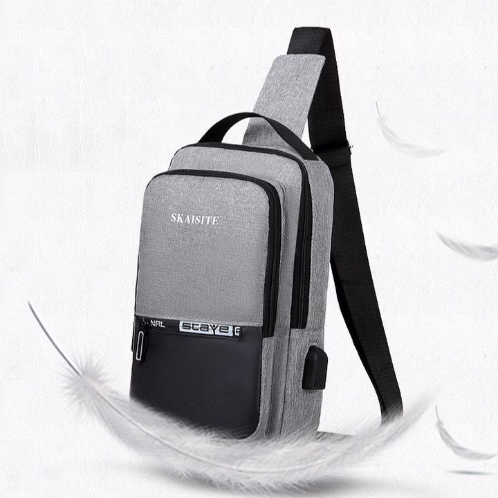 Túi Đeo Chéo, Đeo Ngực Nam Nữ Vải Canvas Chống Nước, Chống Trộm Tích Hợp Cổng Sạc Wh609 - Winnie House - Ảnh 16