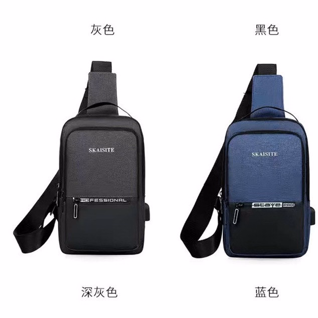 Túi Đeo Chéo, Đeo Ngực Nam Nữ Vải Canvas Chống Nước, Chống Trộm Tích Hợp Cổng Sạc Pp609 - Pipi Store - Ảnh 12