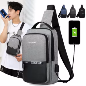 Túi Đeo Chéo, Đeo Ngực Nam Nữ Vải Canvas Chống Nước, Chống Trộm Tích Hợp Cổng Sạc Pp609 - Pipi Store