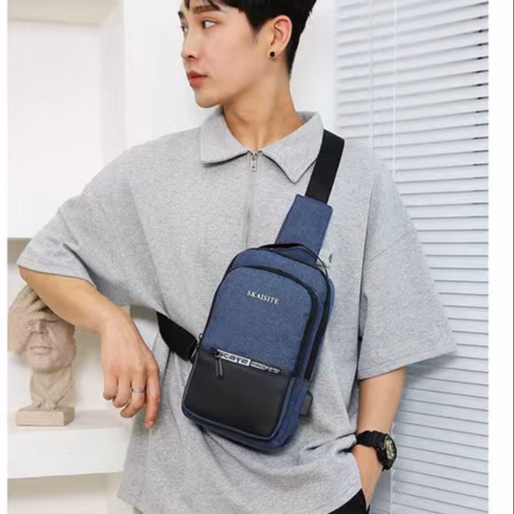 Túi Đeo Chéo, Đeo Ngực Nam Nữ Vải Canvas Chống Nước, Chống Trộm Tích Hợp Cổng Sạc Pp609 - Pipi Store - Ảnh 14