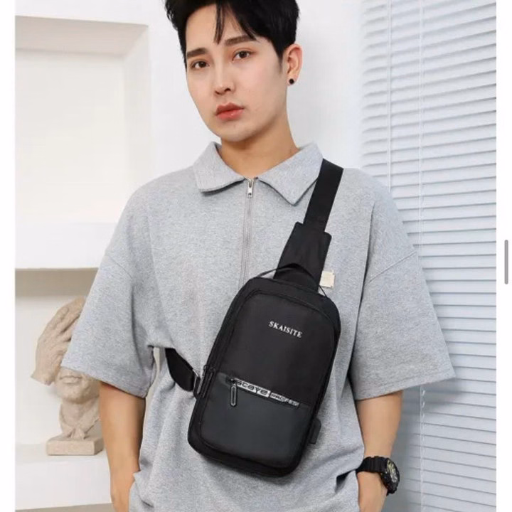 Túi Đeo Chéo, Đeo Ngực Nam Nữ Vải Canvas Chống Nước, Chống Trộm Tích Hợp Cổng Sạc Pp609 - Pipi Store - Ảnh 16