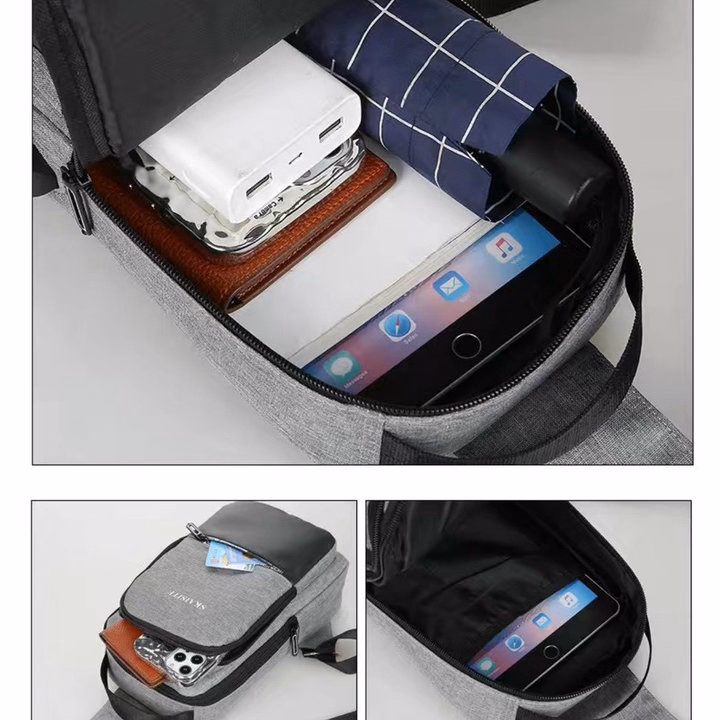 Túi Đeo Chéo, Đeo Ngực Nam Nữ Vải Canvas Chống Nước, Chống Trộm Tích Hợp Cổng Sạc Pp609 - Pipi Store - Ảnh 18