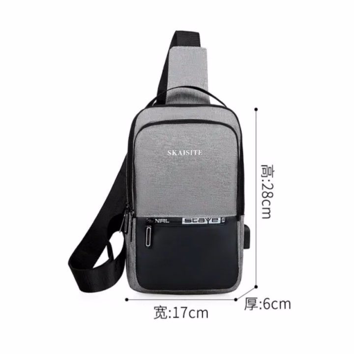 Túi Đeo Chéo, Đeo Ngực Nam Nữ Vải Canvas Chống Nước, Chống Trộm Tích Hợp Cổng Sạc Pp609 - Pipi Store - Ảnh 19