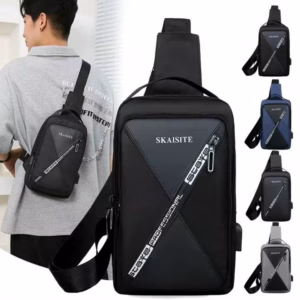 Túi Đeo Chéo, Đeo Ngực Nam Nữ Vải Canvas Chống Nước, Chống Trộm Tích Hợp Cổng Sạc Wh610 - Winnie House