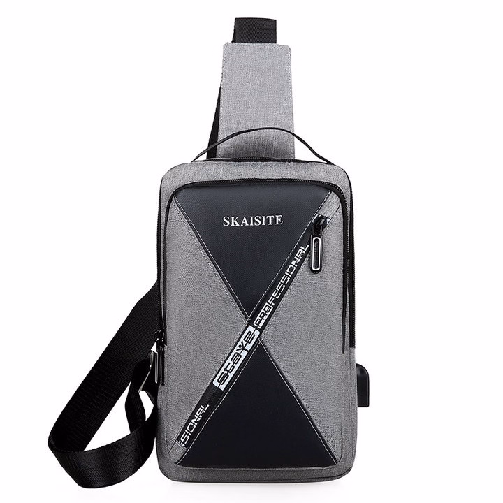 Túi Đeo Chéo, Đeo Ngực Nam Nữ Vải Canvas Chống Nước, Chống Trộm Tích Hợp Cổng Sạc Pp610 - Pipi Store - Ảnh 5