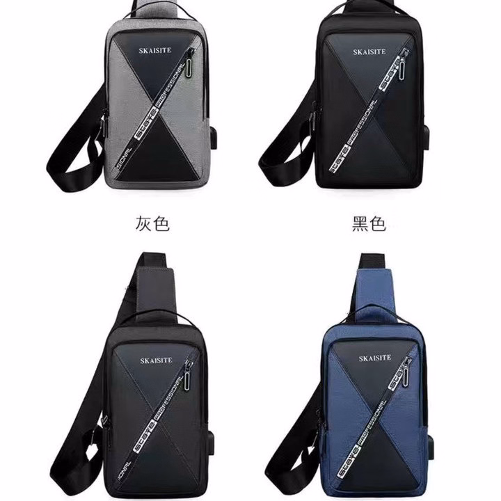 Túi Đeo Chéo, Đeo Ngực Nam Nữ Vải Canvas Chống Nước, Chống Trộm Tích Hợp Cổng Sạc Pp610 - Pipi Store - Ảnh 8