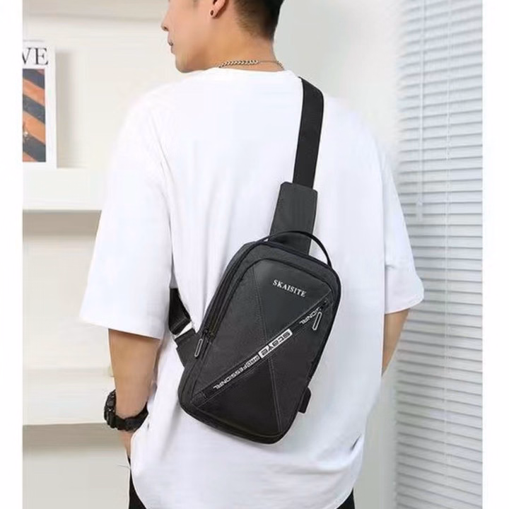 Túi Đeo Chéo, Đeo Ngực Nam Nữ Vải Canvas Chống Nước, Chống Trộm Tích Hợp Cổng Sạc Pp610 - Pipi Store - Ảnh 12