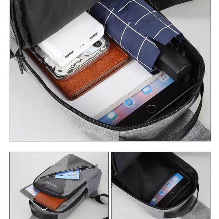 Túi Đeo Chéo, Đeo Ngực Nam Nữ Vải Canvas Chống Nước, Chống Trộm Tích Hợp Cổng Sạc Pp610 - Pipi Store - Ảnh 16